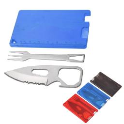 Camping Churrasco Faca e Garfo Segurança, Primeira ferramenta multifunções ao ar livre Cartão de Sobrevivência, Bife Talheres, Primeira carta - Image 1