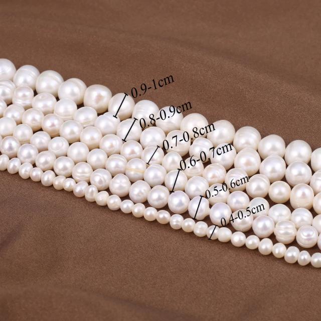 Beads de Água Doce White Pearl 100% Natural para Colares, Pulseiras e Brincos DIY Quase Circulares e Ovais