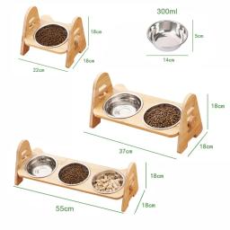 Tigelas de cachorro de bambu ajustáveis com suporte, comida para gato e água, alimentador de coelho para animais pequenos e médios - Image 6