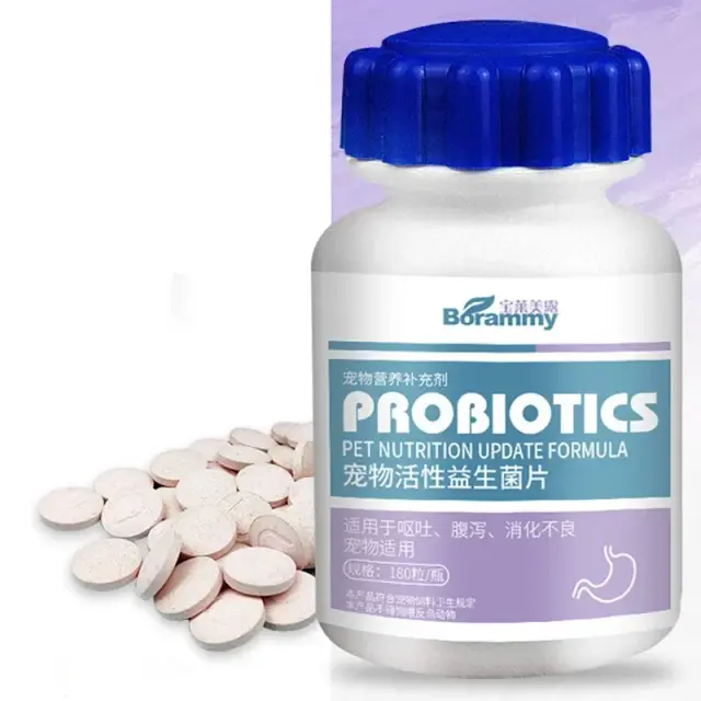 Pet Active: Probióticos Nutricionais para Cães e Gatos para Melhorar a Diarréia e Digestão - 180 Comprimidos para Saúde Gastrointestinal