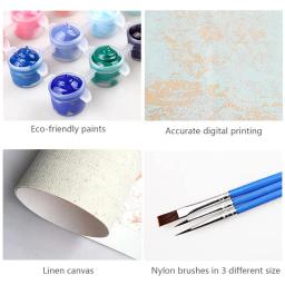 Kit DIY de pintura acrílica para crianças e adultos, pintura por números, padrão Silent Harbor, 3 pincéis, 40x45cm - Image 4