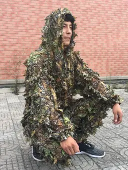 Homens mulheres crianças ao ar livre ghillie terno camuflagem roupas selva terno cs treinamento folhas roupas de caça terno calças jaqueta com capuz - Image 4