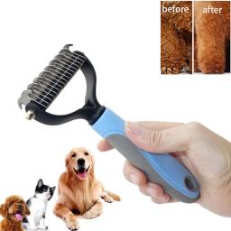 Pet Safe Dematting Comb, Rake Undercoat dupla face para cães e gatos, Aparador de pêlos, Dematting Deshedd Combs, Puppy Grooming Tool - Image 1