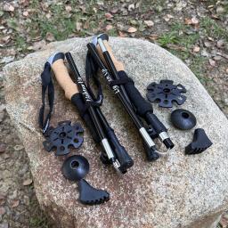 Leve liga de alumínio dobrável Trekking pólos, 4 seções caminhadas varas, Pólos de escalada, Bastões dobráveis, 280g - Image 1