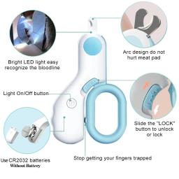 Profissional máquina de cortar unhas do cão led luz pet corte tesoura para animal de estimação gato do cão aparador de unhas tesoura pet grooming ferramentas - Image 3