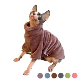 Gola alta coral quente para gatos, roupas de gato sem pêlos, colete Sphynx de inverno, roupas de gatinho, acessórios para animais - Image 1