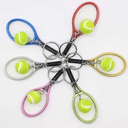 1 peça mini bola de tênis e raquete modelo chaveiro metal novidade bolsa amante do esporte - Image 5