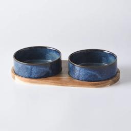 Matte Ceramic Pet Bowl para cão, Protetor de Coluna Cervical Anti Knock Over Bandeja de madeira, Pet Feeding Supplies Acessórios para gatos - Image 6