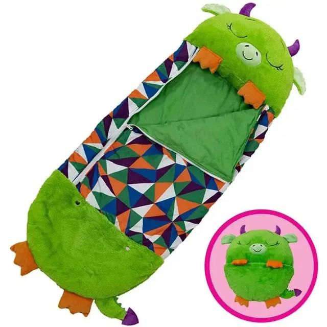 Saco de Dormir Infantil de Pelúcia com Travesseiro Confortável e Quente para Meninos e Meninas - Presente Ideal de Aniversário