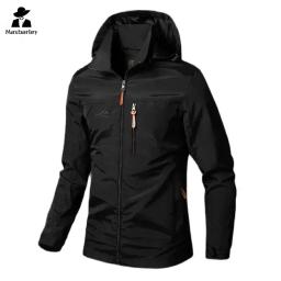 Jaqueta impermeável masculina com capuz, exterior, escalada, camping, blusão, casual, casaco de boxe solto, roupa de trabalho, nova, outono, 2024 - Image 2