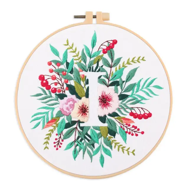 Kit de Ponto Cruz Floral para Iniciantes: Aprenda Bordado com Letras Iniciais e Padrões Elegantes