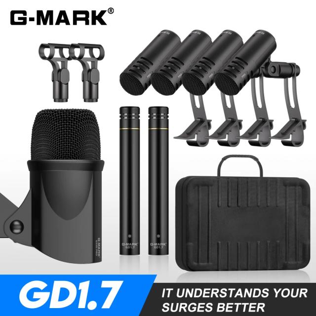 G-MARK Kit de Microfone para Bateria com Estojo Ideal para Gravações ao Vivo e Performances de Banda e DJ