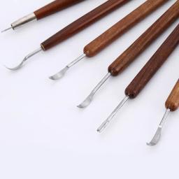 Conjunto de ferramentas de escultura em argila com cabo de madeira, 6 peças, ferramentas de escultura em cerâmica, alisamento de cera, moldagem de cerâmica, ferramenta diy esculpida - Image 2