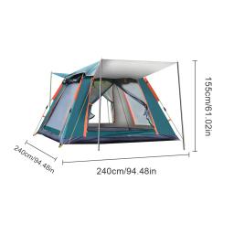 Barraca de acampamento automática com Canopy, Tenda dobrável ao ar livre, Tenda portátil hexagonal para a família, 3-4-6 pessoas - Image 6