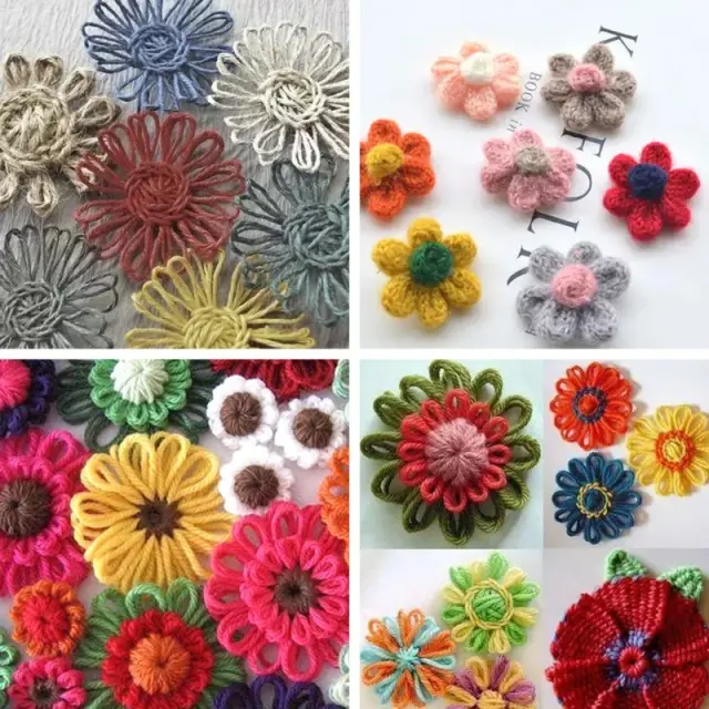 Conjunto Completo para Tricô com 9 Peças: Agulhas, Fio de Lã e Ferramentas de Artesanato com Padrões Florais