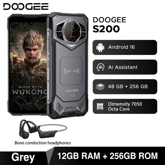 DOOGEE S200 Telefone Robusto 5G 48GB RAM 256GB ROM 10100mAh Android 16