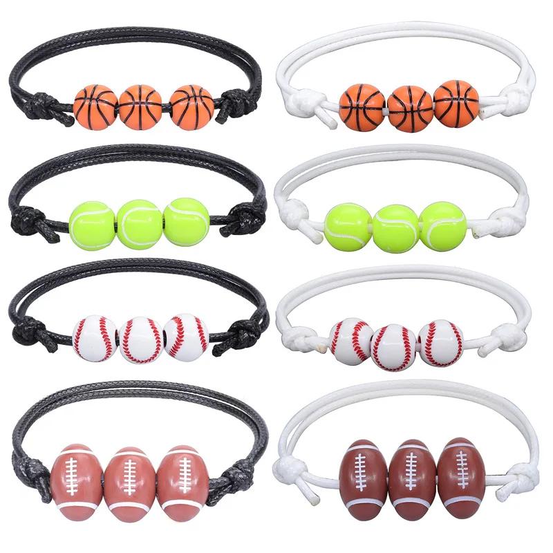 Sports Theme Party Braceletes para crianças, futebol, beisebol, basquete grânulos, Birthday Party Favors Presente para o convidado, Pinata Filler, 10 Pcs, 50Pcs - Image 1