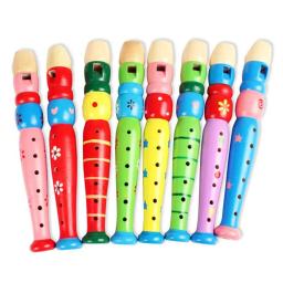 Instrumento musical de madeira colorido para crianças, flauta curta educacional, gravador de 6 furos, flauta dos desenhos animados do bebê, 20cm - Image 3