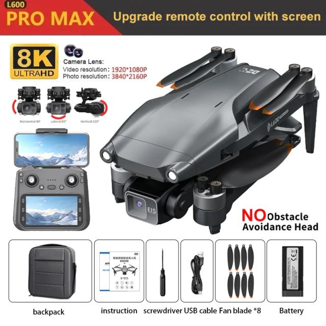 L600 Pro MAX Drone Profissional 4K Câmera 3 Eixos Gimbal GPS