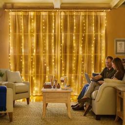 Natal Decoração Cortina LED String Lights 3m Controle Remoto Feriado Casamento Fada Garland Luz para Quarto Ao Ar Livre Casa - Image 2
