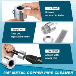 Escova De Limpeza De Tubo De Cobre De Metal, Escova De Limpeza De Tubo Para Power Drill, 1 Escovas Substituíveis - Image 3