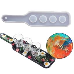Shot Glass Servindo Bandeja, DIY Epoxy Resin Arte, Molde De Fundição De Silicone, 4 Buracos De Placa, Cerveja, Flight Paddle Holder, Vinho, Degustação De Uísque - Image 1