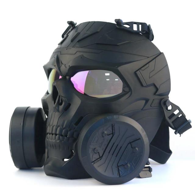 Máscara de proteção tática para Airsoft e cosplay, ideal para Halloween e festivais, modelo inspirador em esqueleto com efeito de gás.