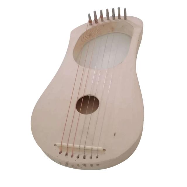 Kit DIY de Lira Harpa Grega com 7 Cordas em Madeira, Acessórios Inclusos: Chave de Afinação, Poste de Cordas e Sela