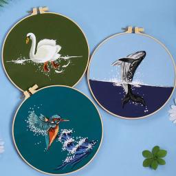 Bordados Starter Kits com Padrão Costeiro, Animal Tartaruga Seabird para Adultos, Iniciante, Ponto Cruz Needlepoint, Praia Carimbada - Image 3