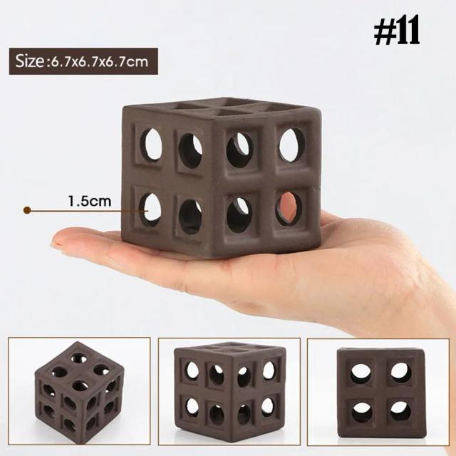Casa Cerâmica Decorativa para Aquários Pequenos com Caverna Escondida e Musgo, Ideal para Peixes e Camarões, 1 Unidade