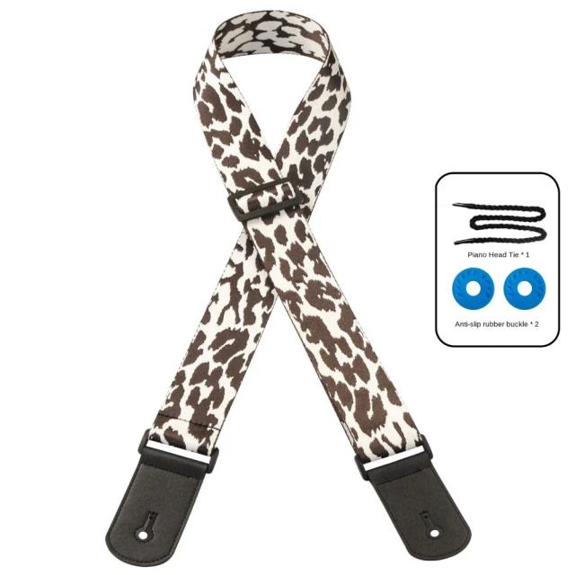 Cinto de Ombro Ajustável em Nylon para Guitarra Elétrica - Acessório Jacquard em Estilo Leopard para Bandas de Baixo