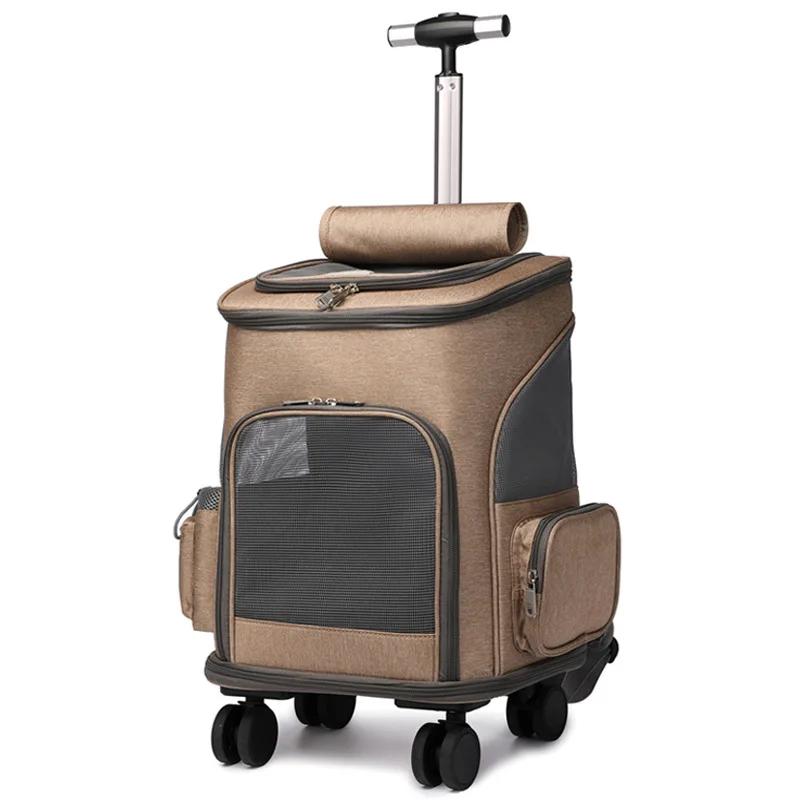 Pet Travel Carrier Mochila, Rodas de Rolamento Removíveis, Ventilação De Malha, Janela, Bolsos De Armazenamento, Cães, Gatos, Cachorro, Suprimentos - Image 1