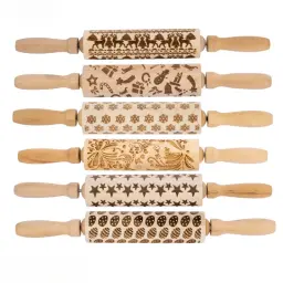 Cerâmica Arte Madeira Textura Rolo, Elementos De Natal De Alívio, Rod Em Relevo, Lama Rolling Pin, Ferramentas De Cerâmica DIY - Image 1