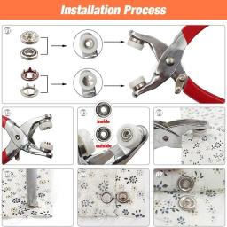 50/100 conjuntos de botões de pressão de metal com alicate de fixação ferramenta de imprensa colorido garra botão perfurador ilhó kit para diy artesanato roupas costura - Image 5