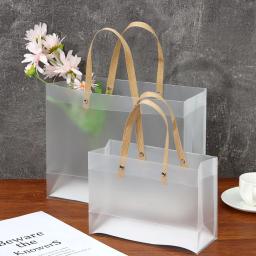 Saco De Presente De Plástico Fosco Com Alças, Tote Translúcido, Saco De Embrulho De Presente De Festa De Casamento, Saco De Pacote De Flores, Moda - Image 1