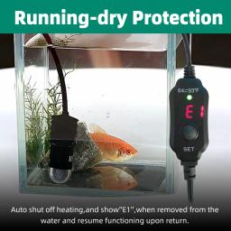 USB Ajustável Mini Aquecedor de Aquário, Aquecedor Submersível Pequeno Aquário com Display Digital LED, Termostato, Tanques Tartaruga Calor, 10W - Image 4