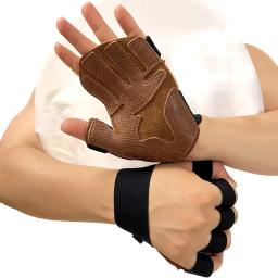 Luvas de ginástica de couro com palmeira acolchoada para homens e mulheres, levantamento de peso, exercício, treino, halterofilismo, pull ups - Image 1