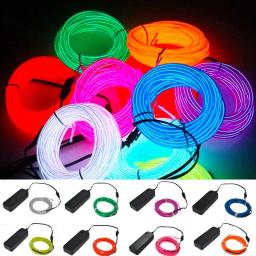 Luzes de Neon Flexíveis com USB, Cabos Luminescentes EL, Impermeável, Festa DIY, Luz Decorativa Atmosférica, Faixa de LED, 1m, 3m, 5m - Image 1