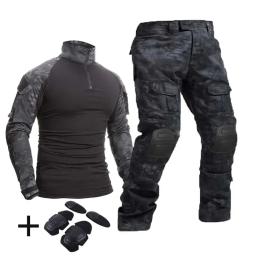 Terno Camo tático ao ar livre para homens Uniforme de escalada Airsoft Calças de carga Paintball Camisa de combate Pano de acampamento resistente ao desgaste de caminhada - Image 1