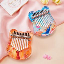Mini Kalimba Polegar Piano com Cristais, Dedo Acrílico Piano, Instrumento de Teclado Iniciante, Música Amante Presentes, 10 Chaves - Image 1