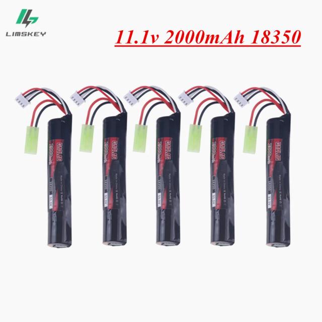 Bateria Recarregável Li-ion Tamiya 3S 11.1V 2000mAh 18350 para Armas de Airsoft - Compacta e com Proteção contra Água