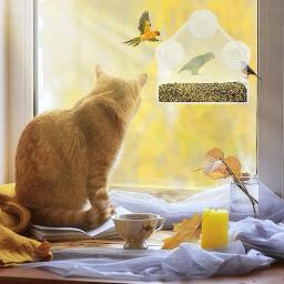 Alimentador de pássaros selvagem janela transparente ao ar livre, Ventosas removíveis, Sliding Automatic Birds Feed Tray para Jardim Pátio e Quintal - Image 4