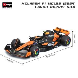 Bburago 1: 43 McLaren 2024 MCL38 Miami GP Fórmula de brinquedo modelo de carro de liga de corrida - Image 2