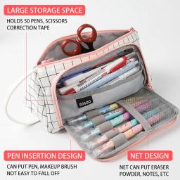 Multi camada grande capacidade lápis caso caneta suprimentos de armazenamento caixa de caneta kawaii bonito lápis casos sacos material escolar estacionário - Image 4