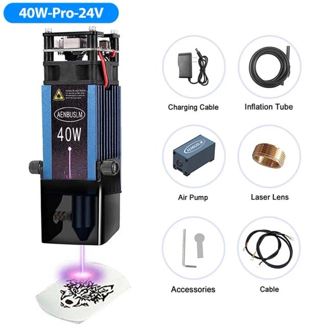 Máquina CNC Gravadora de Madeira AENBUSLM com Cabeça de Gravação, Ferramentas de Corte, Assistência de Ar e Módulo Laser 40W 24V 450nm