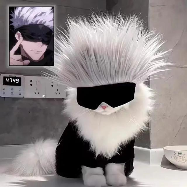 Máscara de Olhos Pet Gojo Satoru – Acessórios de Cosplay de Jujutsu Kaisen, Chapéu e Headdress para Animais em Fotos