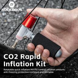 Bico da bomba de CO2 para bicicleta ROCKBROS MTB Road Bicycle Bocal da bomba de CO2 Medidor de pressão Bomba de ar CO2 Inflator Bico Acessórios de ciclismo - Image 6