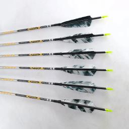6/12 pçs tiro com arco de carbono puro, eixos de flecha spine350 400 450 500 600 700 750 800 900 id 4.2mm arco recurvo longbow caça tiro - Image 5