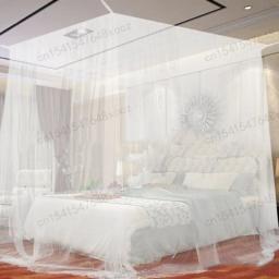Branco quatro canto acampamento ao ar livre mosquito dossel net com saco de armazenamento inseto tenda proteção quarto rede cheia cama net grande - Image 1