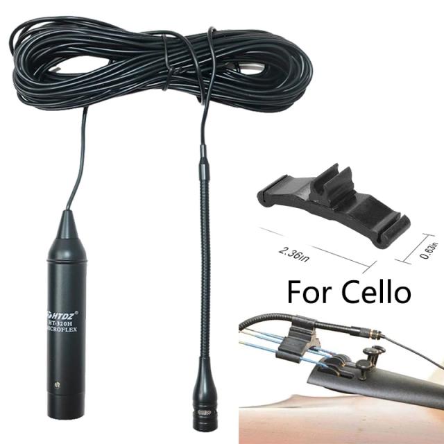 Microfone Condensador Cardióide Gooseneck Clip-On para Violoncelo com Cabo XLR de 10M